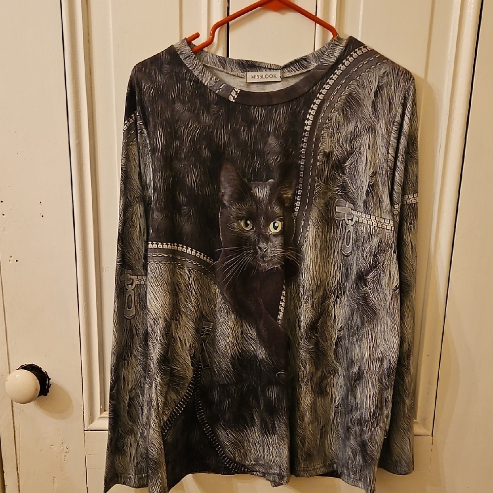 MISSLOOK Black and Gray Patterned Shirt